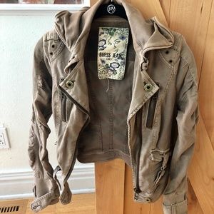GUESS JEANS Biker Jacket Tan XS